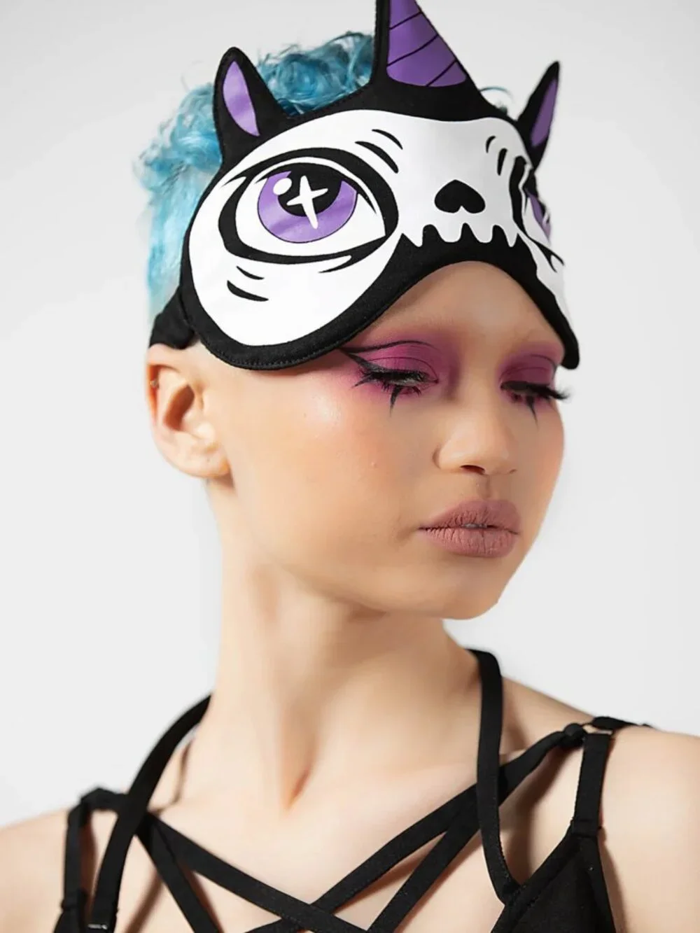 Killstar ✦ Unicorn Sleep Mask ✦ Skull Face Soft Padded Goth Nighttime Eye Cover
